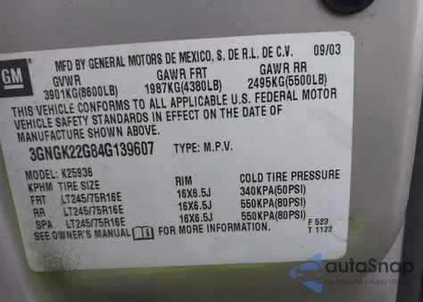 2004 Chevrolet Avalanche 2500 from USA, damaged, VIN 3GNGK22G84G139607